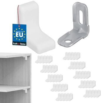 Komandorek kątownik meblowy z zaślepką biały zestaw 50 szt.