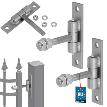 Zawias bramowy ze smarowniczkami wkręcany srebrny fi 16 mm zestaw 2 szt