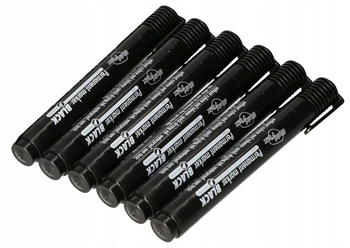 Marker permanentny czarny wodoodporny okrągły 6 szt.