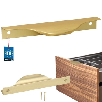 Uchwyt meblowy krawędziowy nowoczesny aluminium złoty mat 128 mm