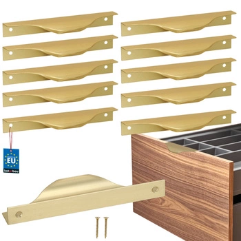 Uchwyt meblowy krawędziowy nowoczesny aluminium złoty mat 128 mm zestaw 10 szt.