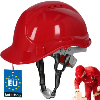 Kask ochronny budowlany hełm roboczy regulowany czerwony