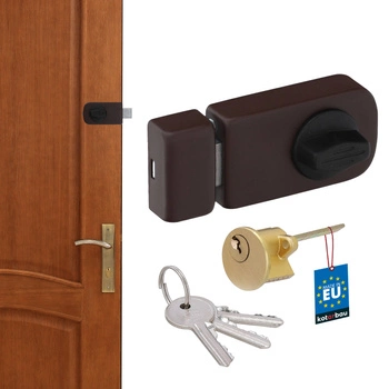 Zamek nawierzchniowy jednopunktowy łucznik do drzwi brązowy 95 mm