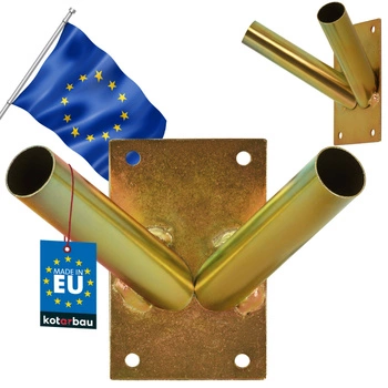 Uchwyt na flagę ścienny podwójny złoty