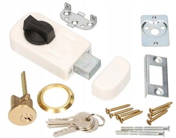 Zamek nawierzchniowy garażowy do drzwi bramy biały