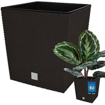 Doniczka ogrodowa rattan z wkładem umbra 26x26 cm