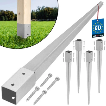 Podstawa słupa kotwa wbijana do ziemi stalowa 45x45x600 mm zestaw 4 szt.