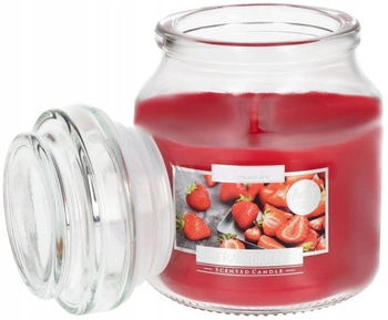 Świeca świeczka mała zapachowa w szkle z wieczkiem 28 h - truskawka