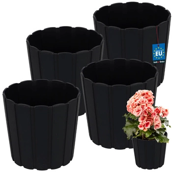 Doniczka plastikowa na kwiaty antracyt 17cm zestaw 4 szt