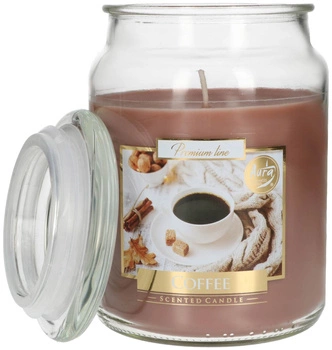 Świeca świeczka duża zapachowa w szkle z wieczkiem 100 h - kawa