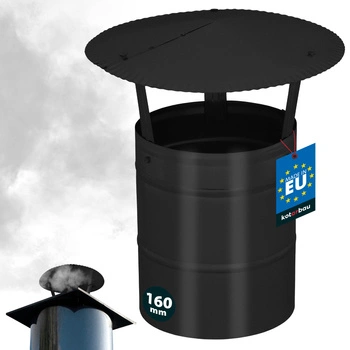 Daszek dymny do rury kominowej ocynkowany czarny 160 mm