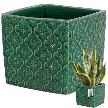 Doniczka ceramiczna vintage na kwiaty rośliny 13x13 cm - Kolor kobaltowy