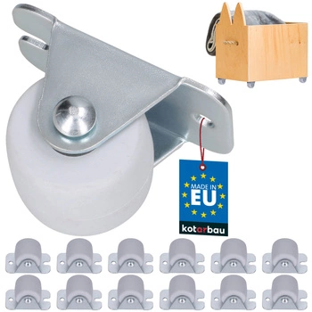 Kółko meblowe stałe gumowe jezdne do mebli szafek białe 33 mm zestaw 12 szt.