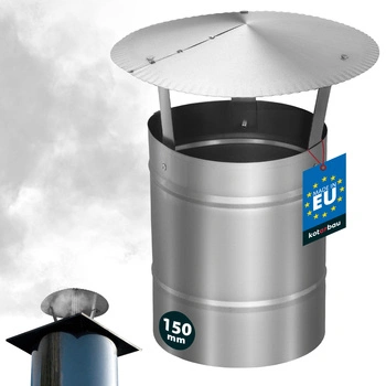 Daszek dymny do rury kominowej ocynkowany srebrny 150 mm