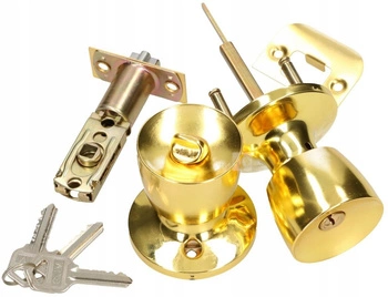 Gałka obrotowa z blokadą do drzwi furtek złota
