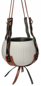 Zestaw kwietnik wiszący skóra brązowo-czarny zestaw 2 szt.