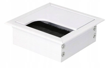 Przepust kablowy aluminiowy przelotka meblowa biała 80x80 mm