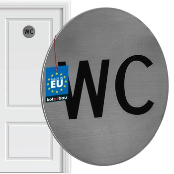 Znak tabliczka na drzwi wc toaleta piktogram samoprzylepny stal 7 cm