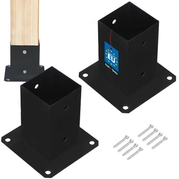 Podstawa słupa przykręcana do betonu czarna 80x80 mm zestaw 2 szt.