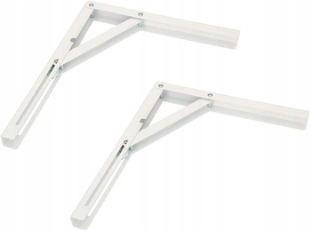 Wspornik kątownik składany na półkę 300 mm rozkładany  2 szt. - Kolor biały