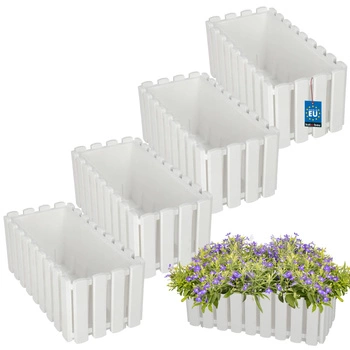 Doniczka balkonowa balkonowa biała na balustradę 400 MM Zestaw 4 SZT