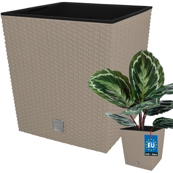 Doniczka ogrodowa rattan z wkładem mocca 26x26 cm