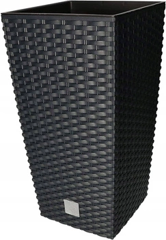 Doniczka ogrodowa rattan z wkładem antracyt duża 20x20 cm