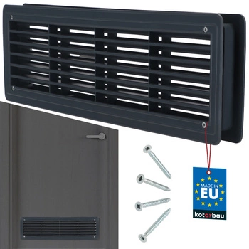 Kratka drzwiowa wentylacyjna łazienkowa plastikowa grafitowa 46x13,5 cm