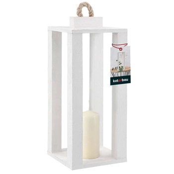 Latarnia drewniana na świece do domu ogrodu biała 13,5x13,5 cm