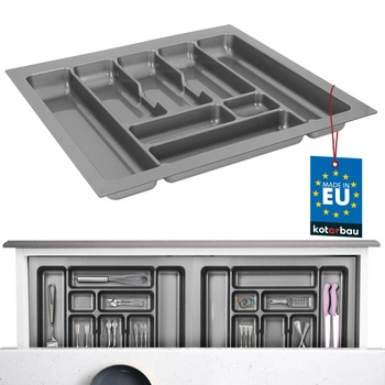 Organizer na sztućce wkład do szuflady kuchennej szary 49x53 cm