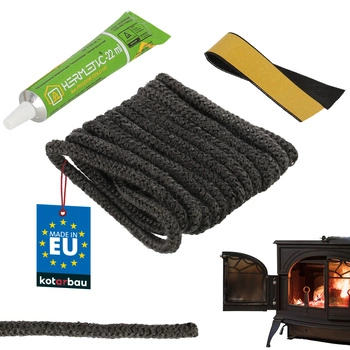 Przędza do uszczelniania kominka pieca + klej 6 mm 2,5 m