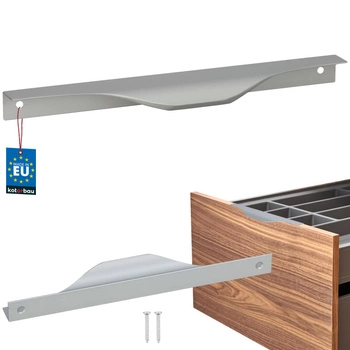 Uchwyt meblowy krawędziowy nowoczesny aluminium srebrny 192 mm