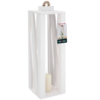 Latarnia drewniana na świece biała 13,5x13,5 cm