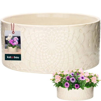 Doniczka ceramiczna niska na kwiaty rośliny 13x28 cm - Kolor kobaltowy