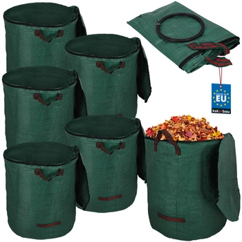 Kosz ogrodowy torba na liście trawę na zamek okrągły 270 l zestaw 5 szt.