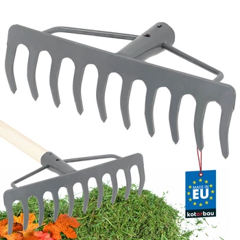 Grabie ogrodowe wzmocnione 10-zębne grabki metalowe - Kolor szary