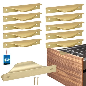 Uchwyt meblowy krawędziowy nowoczesny aluminium złoty mat 96 mm zestaw 10 szt.