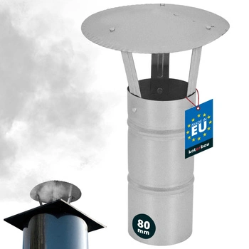 Daszek dymny do rury kominowej ocynkowany srebrny 80 mm