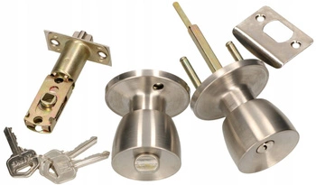 Gałka obrotowa z blokadą do drzwi furtek satyna