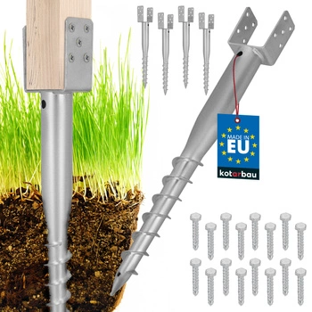 Podstawa słupa kotwa u wkręcana do ziemi stalowa 90x710 mm zestaw 4 szt.