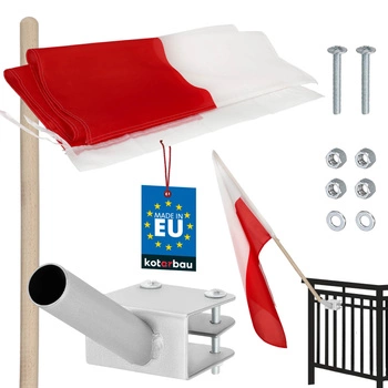 Flaga Polski biało czerwona masztowa z trzonkiem i uchwytem 110x70 cm