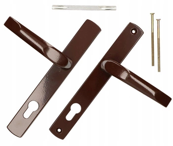 Klamka drzwiowa brązowa długi szyld drzwi 92 wkład