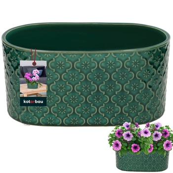 Doniczka podłużna ceramiczna ozdobna elegancka turkusowa 12x25 cm