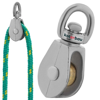 Bloczek linowy pojedynczy niklowany 1/2" fi 5 mm