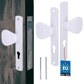 Pochwyt klamka do furtki bramy drzwi długi szyld aluminium biały 72 mm