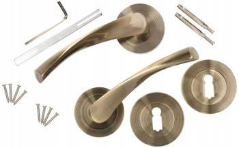 Zestaw klamka drzwiowa 130mm patyna szyld na klucz