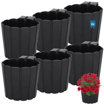 Doniczka balkonowa balkonowa biała na balustradę 200 MM Zestaw 6 szt.