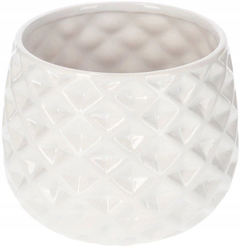 Doniczka donica osłonka ceramiczna szkliwiona 13 cm - Kolor biały