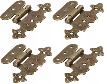 Zawias meblowy ozdobny asymetryczny do mebli retro patyna - 4 szt.