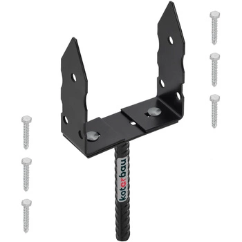 Podstawa słupa z prętem 0-165 u kotwa do muru wmurowania - Kolor czarny